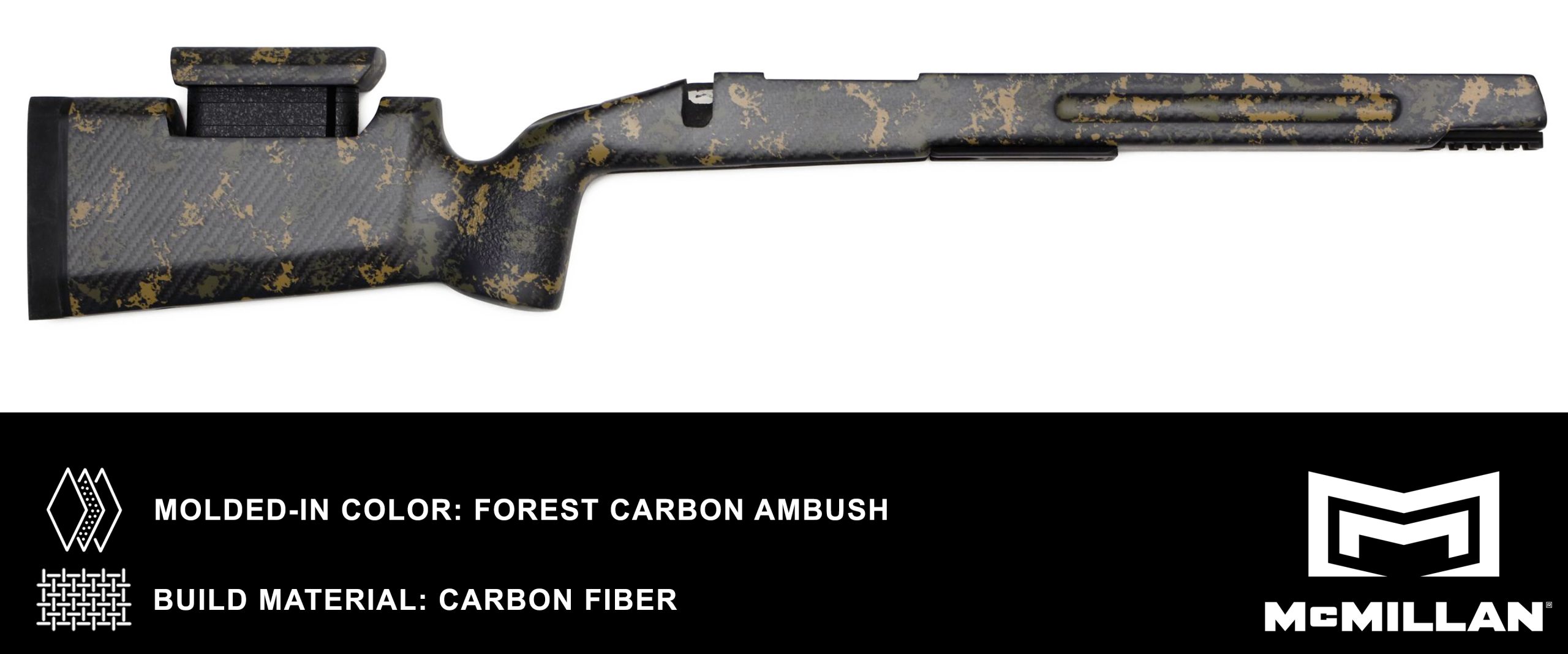 MCMILLAN RIFLE STOCK – MOLDED IN COLOR – FOREST CARBON AMBUSH