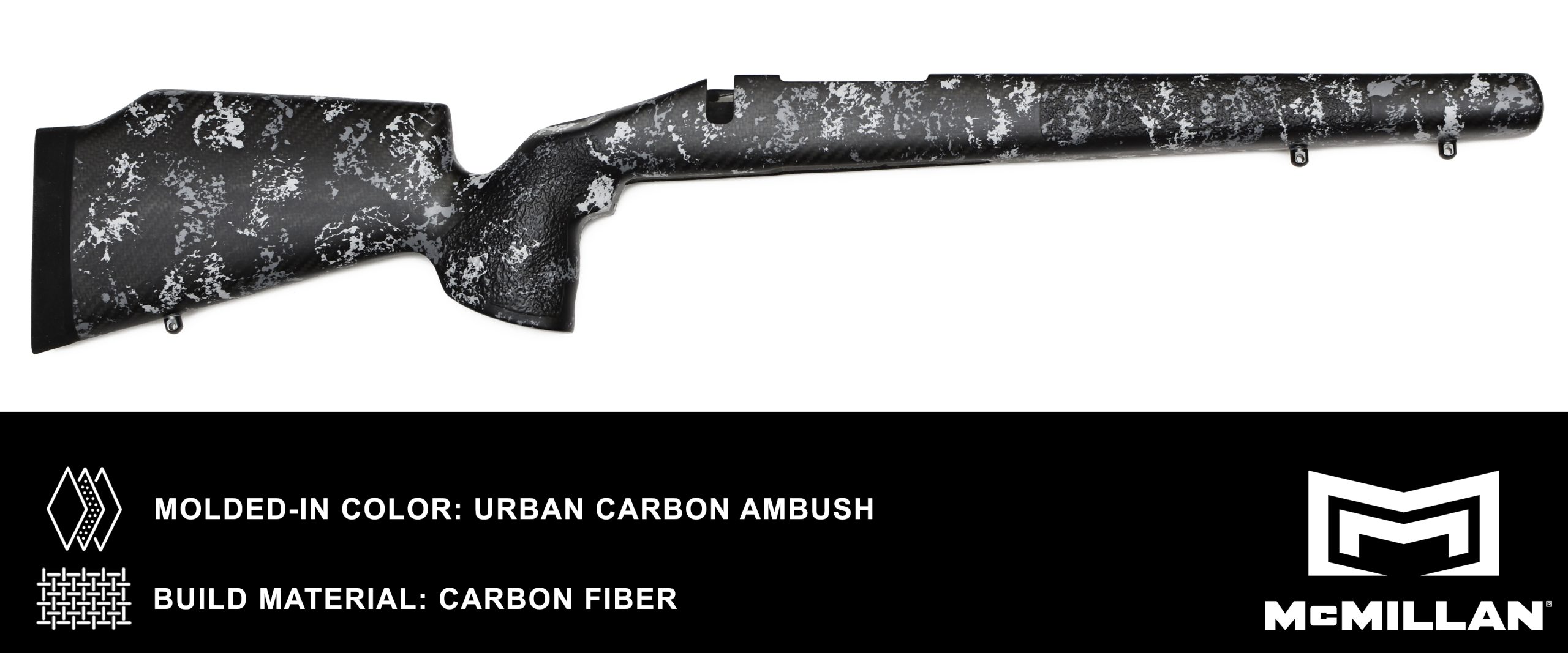 MCMILLAN RIFLE STOCK – MOLDED IN COLOR – URBAN CARBON AMBUSH