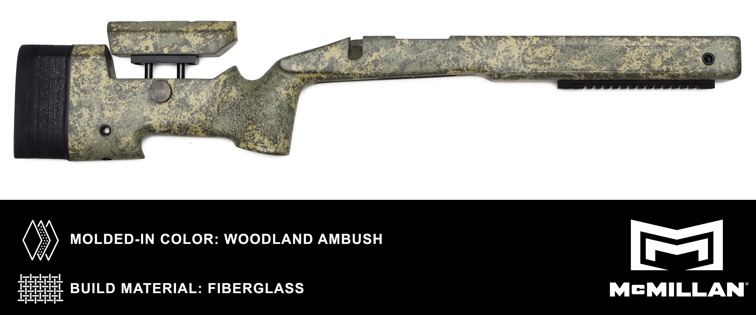MCMILLAN RIFLE STOCK – MOLDED IN COLOR – WOODLAND AMBUSH