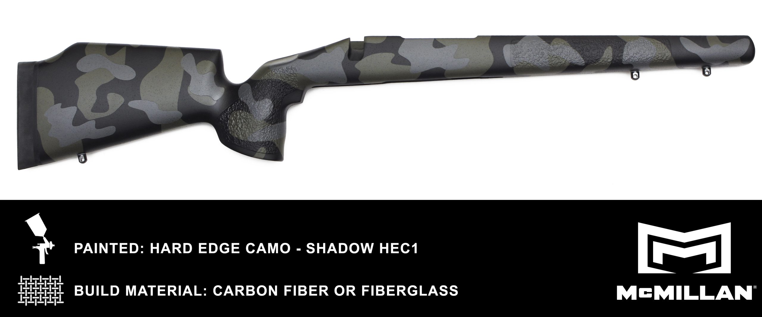 MCMILLAN STOCKS – PAINTED – HARD EDGE CAMO – SHADOW HEC1